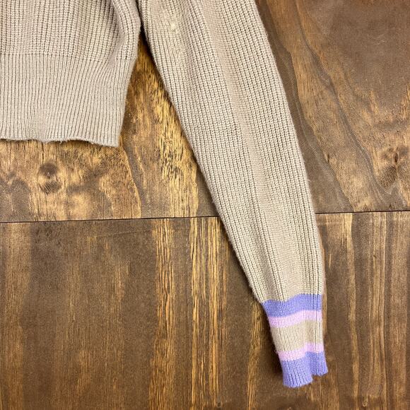 Hazel Moon Womens Sweater Brown Ribbed Cropped Long Sleeve Medium - Picture 4 of 13